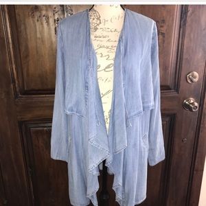 En Creme Chambray Denim Jacket Cardigan